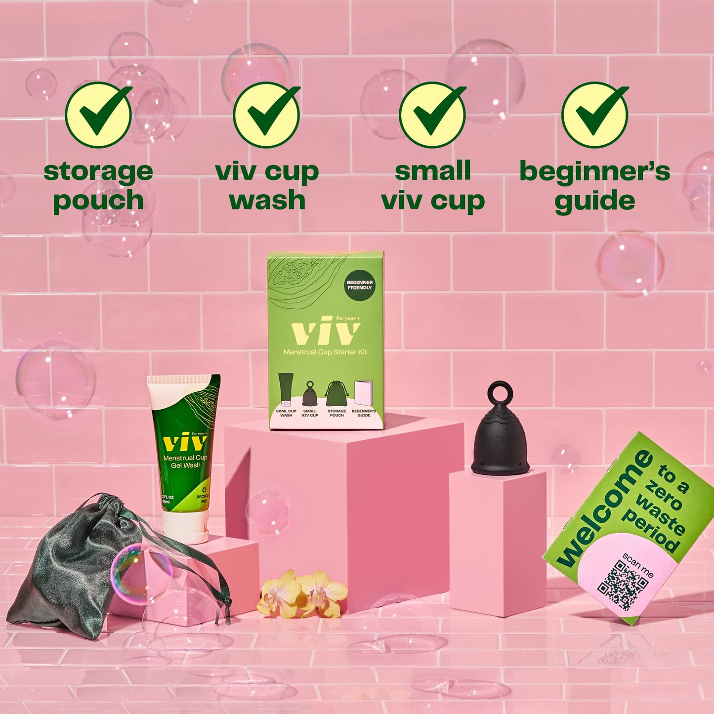 Viv For Your V Premium Soft Menstrual Cup Kit | Reusable 12-Hour Comfort, Medical-Grade Silicone