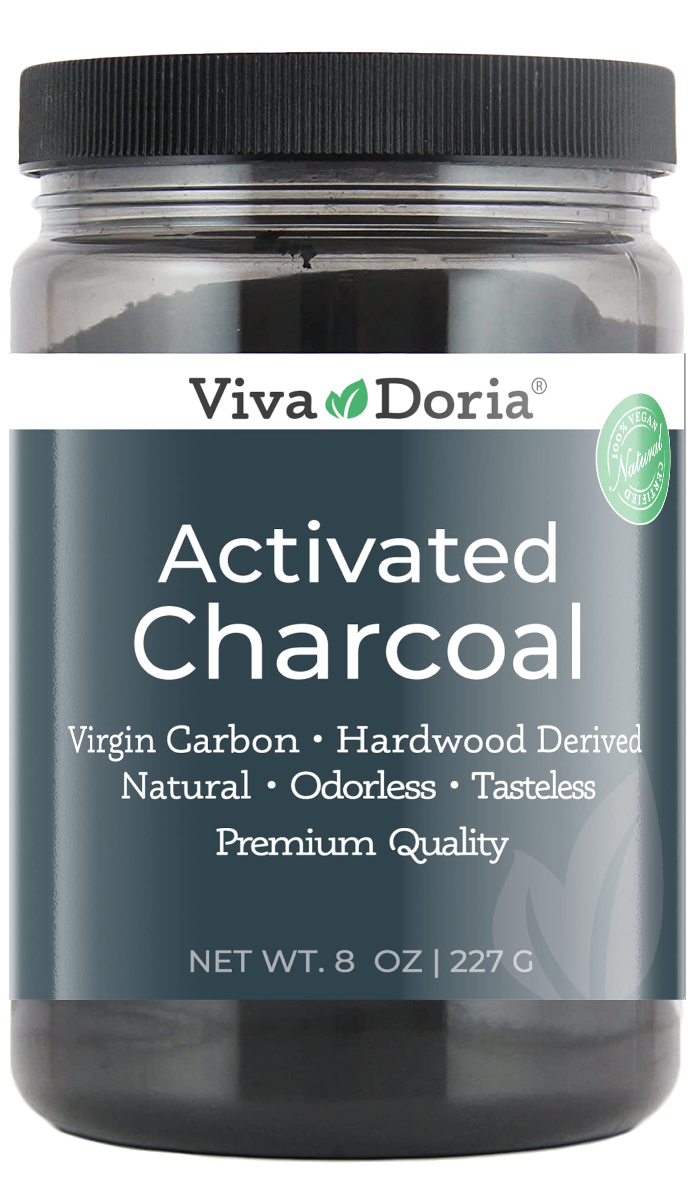 Viva Doria Virgin Activated Charcoal Powder – Hardwood Derived, Food Grade, 8 oz