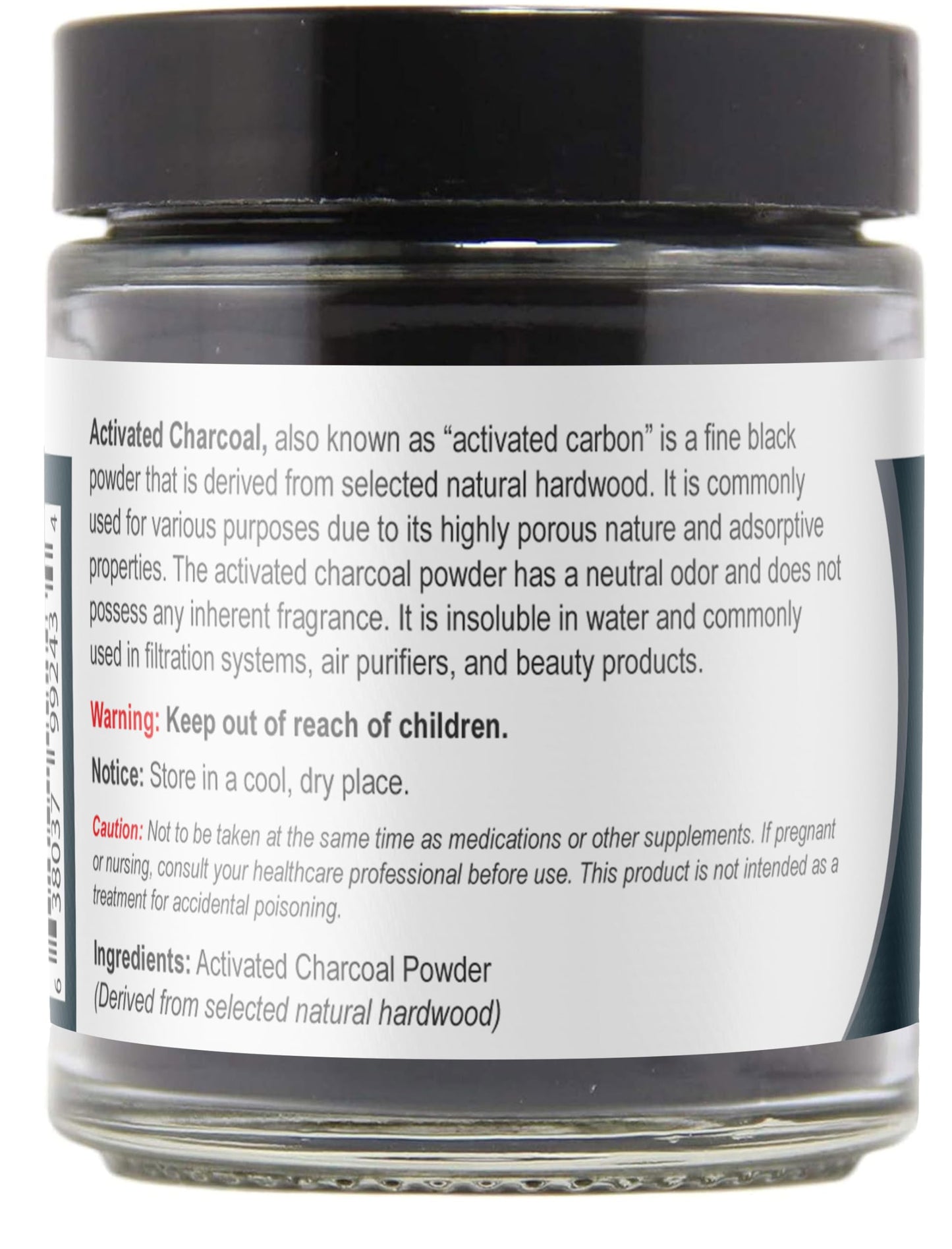 Viva Doria Activated Charcoal Powder – Hardwood Derived, Food Grade, 1.2 oz Glass Jar