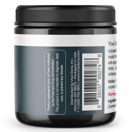 Viva Doria Activated Charcoal Powder - Hardwood Derived, Food Grade, 4 Oz
