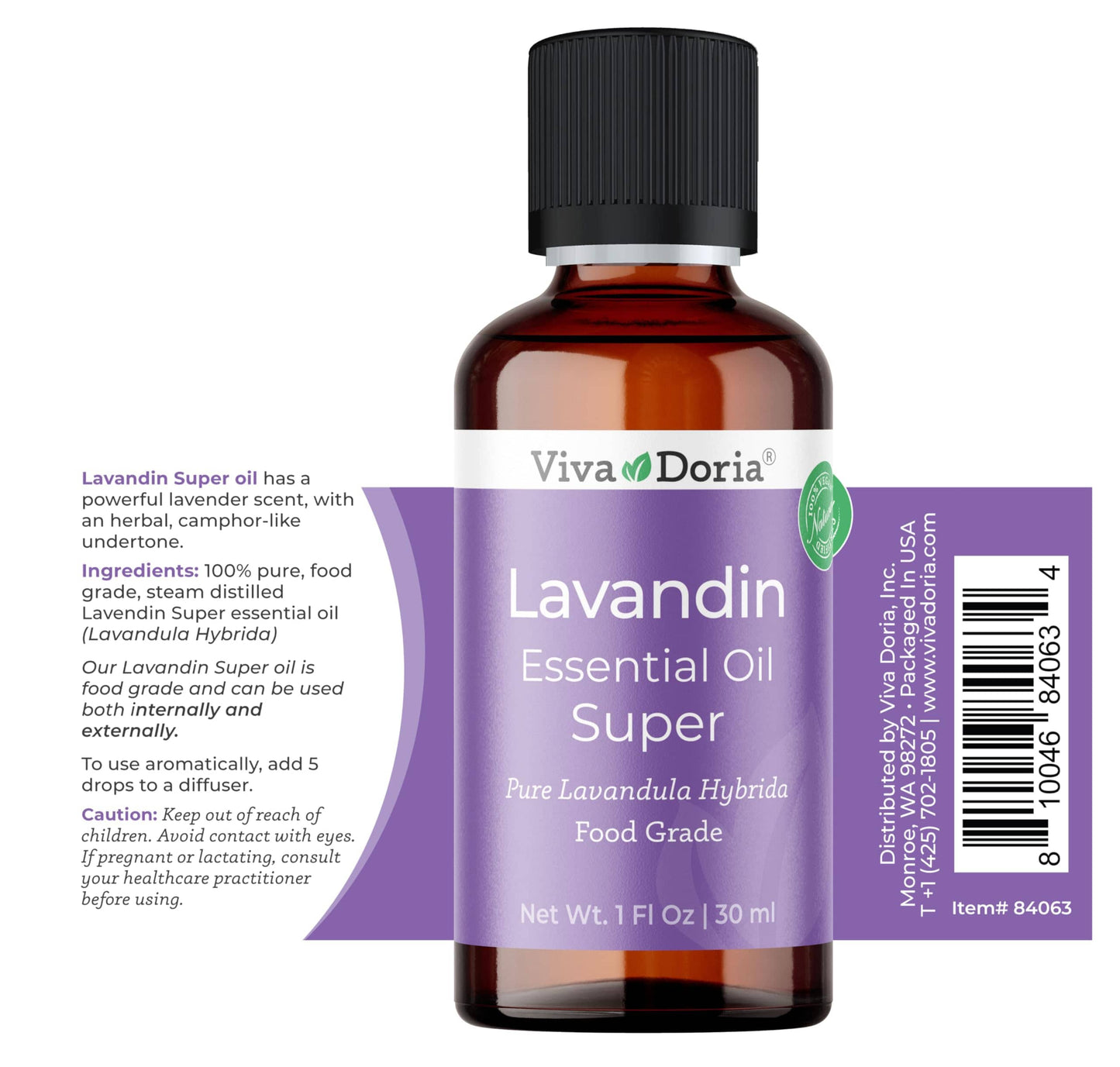 Viva Doria Lavandin Essential Oil - 30 mL, 100% Pure, Undiluted, Food Grade