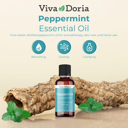 Viva Doria 100% Pure Northwest Peppermint Essential Oil – Undiluted, Food Grade, Steam Distilled, Made in USA, 30 mL