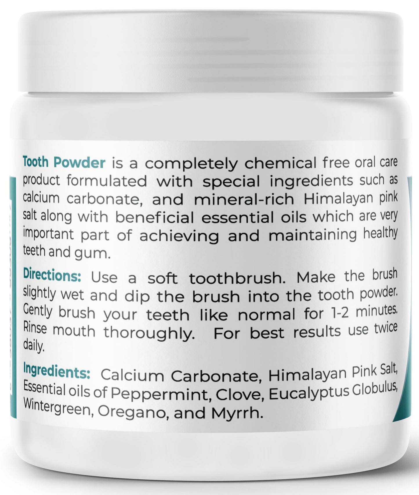 Viva Doria Natural Tooth Powder - Remineralizing & Whitening, Mint, 10 oz