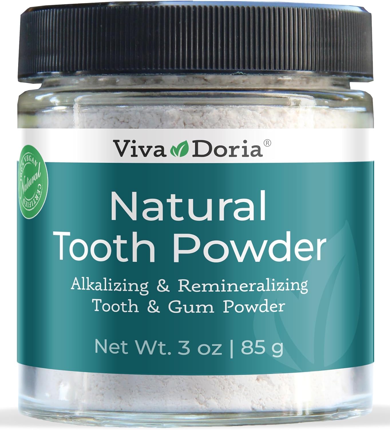 Viva Doria Natural Tooth Powder – Remineralizing & Whitening | Mint, 3 oz Jar