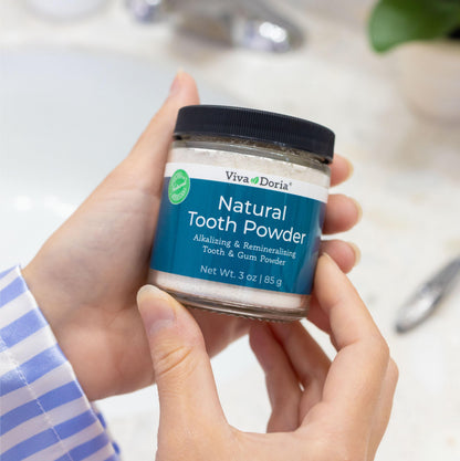 Viva Doria Natural Tooth Powder – Remineralizing & Whitening | Mint, 3 oz Jar