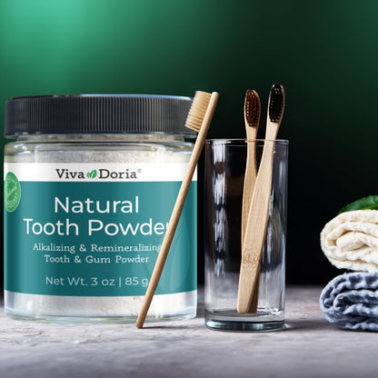 Viva Doria Natural Tooth Powder – Remineralizing & Whitening | Mint, 3 oz Jar