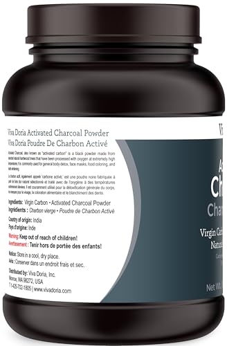 Viva Doria Virgin Activated Charcoal Powder - Hardwood Derived, Food Grade, 16 oz (1 lb)