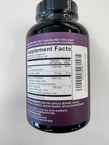 Viva Naturals Elderberry with Vitamin C and Zinc (120 Capsules) - 1000mg Sambucus Elderberry Immune Support Supplement, Black Elderberry Capsules for Adults - 2 Months Supply