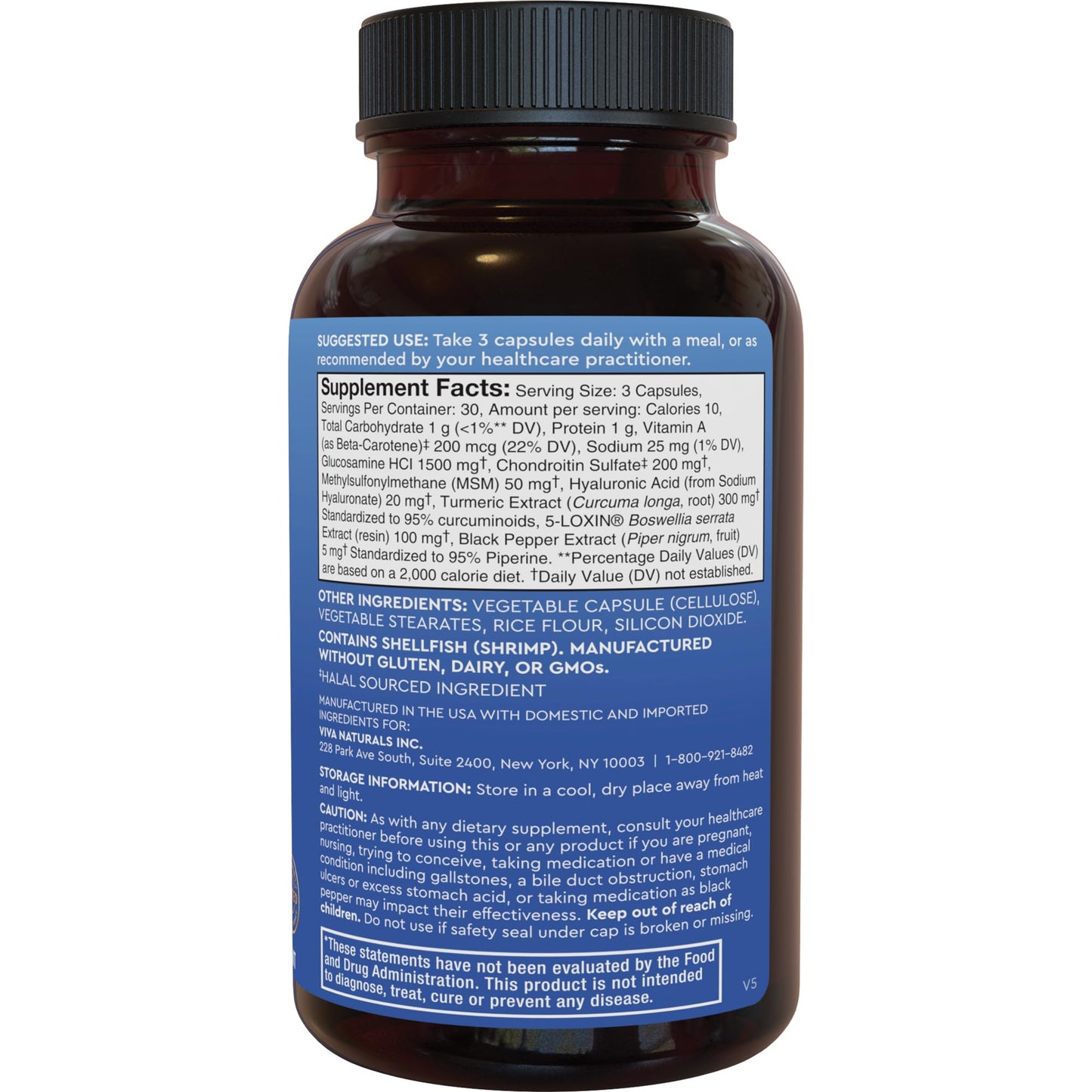 Viva Naturals Glucosamine Chondroitin MSM - 90 Capsules | Joint Health Support