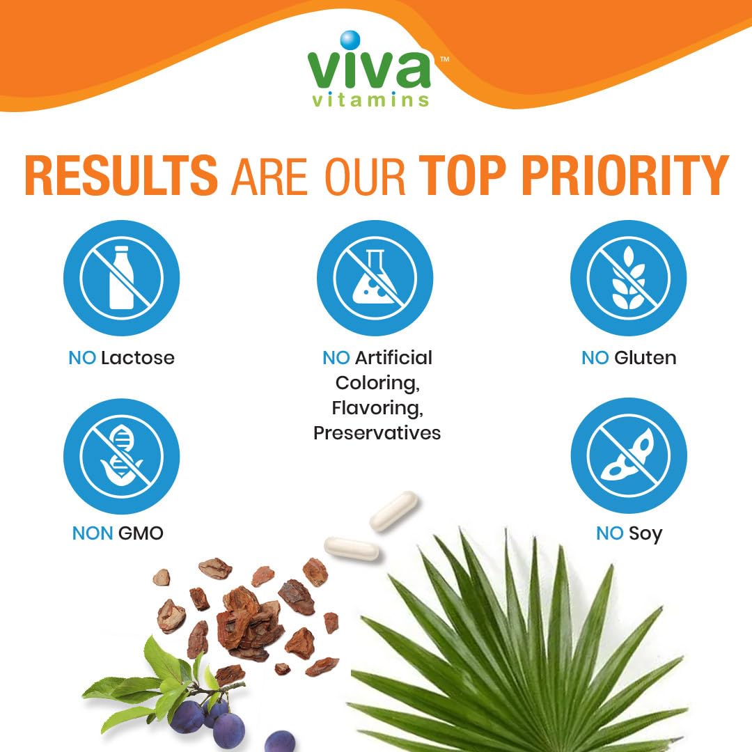 Viva Vitamins Prostate Health Supplements for Men - Pygeum, Pumpkin Seed Oil & Saw Palmetto, 60 Veggie Caps