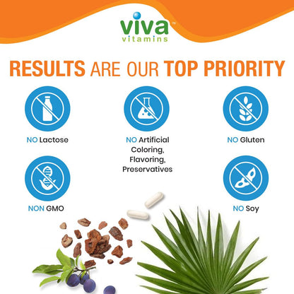 Viva Vitamins Prostate Health Supplements for Men - Pygeum, Pumpkin Seed Oil & Saw Palmetto, 60 Veggie Caps