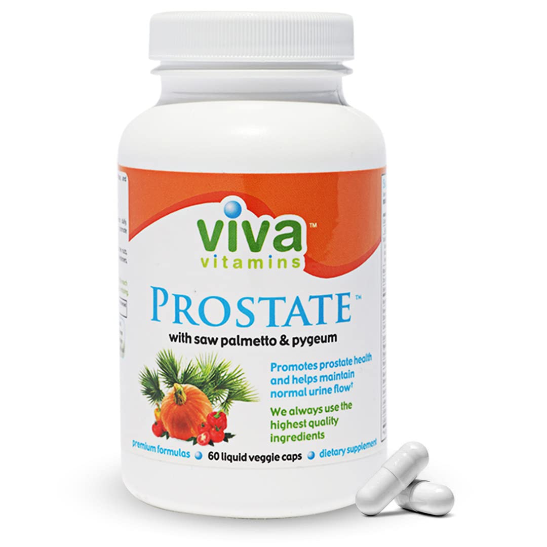 Viva Vitamins Prostate Health Supplements for Men - Pygeum, Pumpkin Seed Oil & Saw Palmetto, 60 Veggie Caps