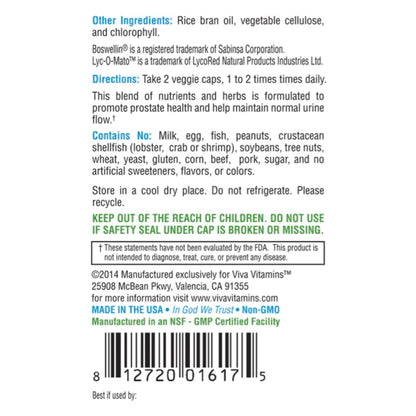 Viva Vitamins Prostate Health Supplements for Men - Pygeum, Pumpkin Seed Oil & Saw Palmetto, 60 Veggie Caps