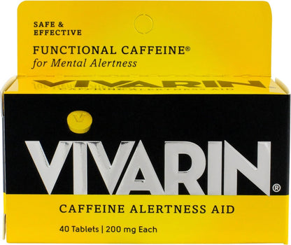 Vivarin Brand Alertness Aid – 40 Tablets (Pack of 4) | 200 mg Caffeine