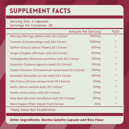 vivcmin 2-Pack Moringa Capsules 1000 mg | Turmeric, Ginger, Quercetin, Saffron | 240 Caps