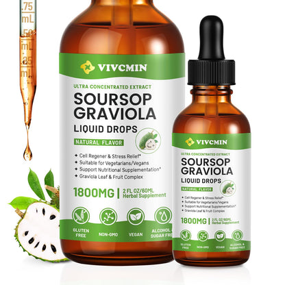 vivcmin Graviola Soursop Liquid – Immune Support, Sleep & Relaxation, 2 Fl Oz
