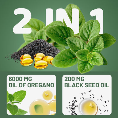 Vivcmin Oil of Oregano with Black Seed Oil - 60 Softgels | Carvacrol Immune Support