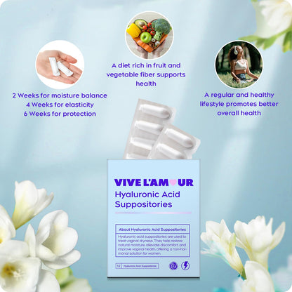 Vive L'Amour 15mg Hyaluronic Acid Vaginal Suppositories – 2-Pack, 24 Count | Continuous Hydration & Moisture