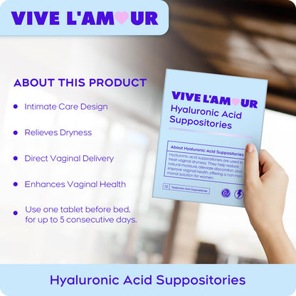Vive L'Amour 1.5% Hyaluronic Acid Vaginal Suppositories — Continuous Hydration (12 Inserts)
