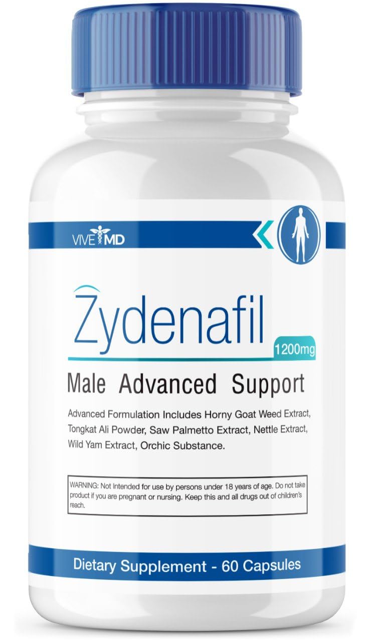 VIVE MD Zydenafil Pills for Men – Advanced Formula 1200mg (60 Capsules) with Tongkat Ali, Saw Palmetto & Horny Goat Weed