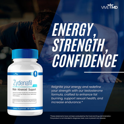 VIVE MD Zydenafil Pills for Men – Advanced Formula 1200mg (60 Capsules) with Tongkat Ali, Saw Palmetto & Horny Goat Weed