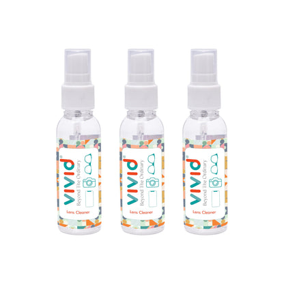 VividVision myclean Lens Cleaning Solution Spray – No Detergent, No Foam – 50 ml Pack of 3 for Glasses, Screens & Cameras
