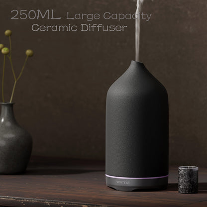 VIVITEST Diffusers for Essential Oils – Stone & Ceramic Black 250ML Home Diffuser