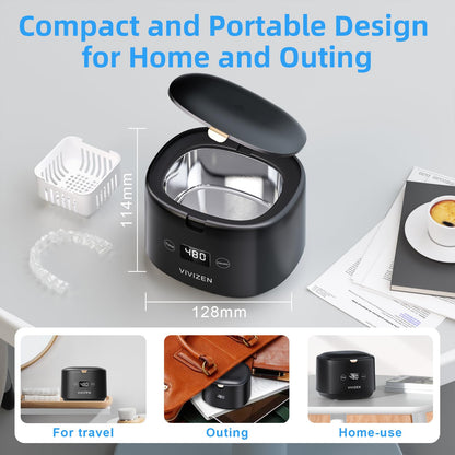 VIVIZEN Ultrasonic Retainer Cleaner – 45kHz Sonic Cleaning, 30W, Portable