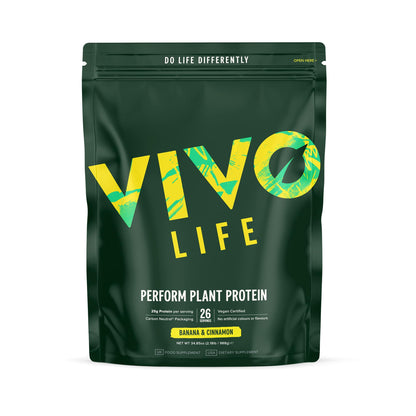 Vivo Life Perform Plant Protein Powder – Pea & Hemp with BCAA | Banana Cinnamon | 34.85 oz