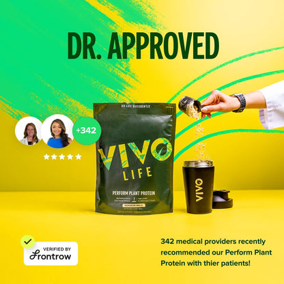 Vivo Life Perform Plant Protein Powder – Pea & Hemp with BCAA | Banana Cinnamon | 34.85 oz