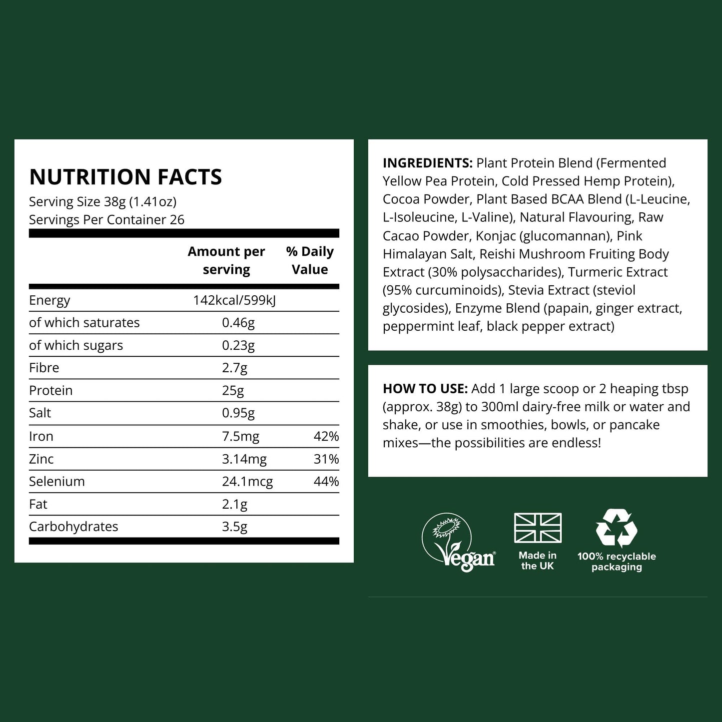 Vivo Life Perform Plant Protein Powder – Pea & Hemp with BCAA | Banana Cinnamon | 34.85 oz