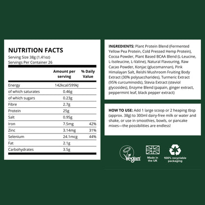 Vivo Life Perform Plant Protein Powder – Pea & Hemp with BCAA | Banana Cinnamon | 34.85 oz