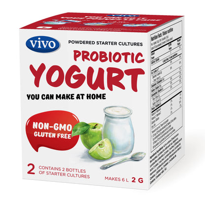 VIVO Probiotic Yogurt Starter Natural – 5 Boxes (10 Bottles) Makes 30 Quarts