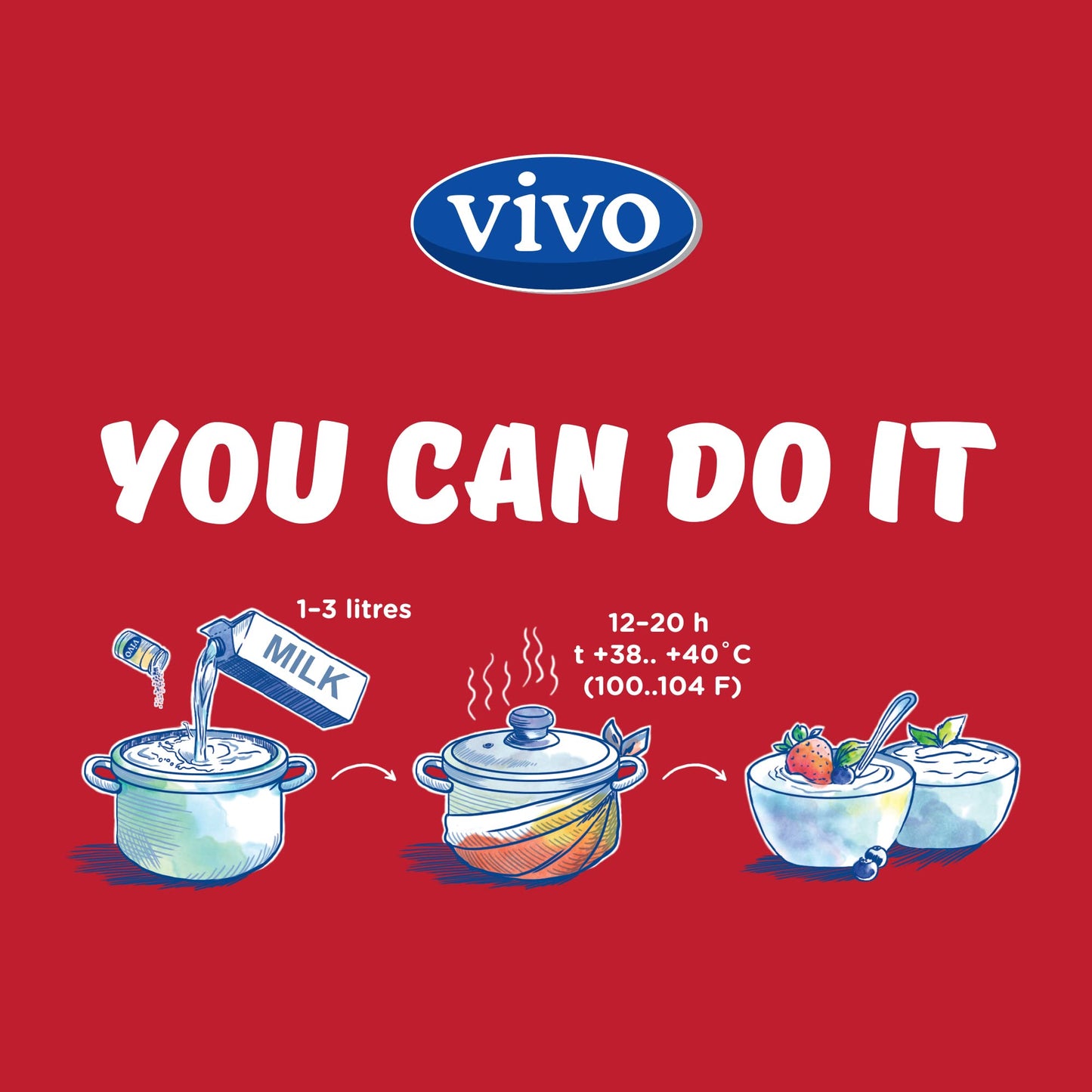 VIVO Probiotic Yogurt Starter Natural – 5 Boxes (10 Bottles) Makes 30 Quarts
