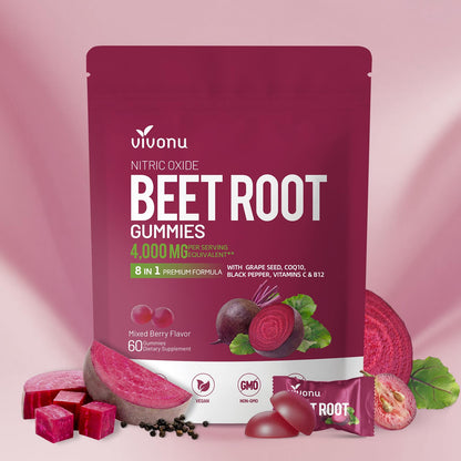 VivoNu Beet Root Gummies – 8-in-1 Premium Energy Support with CoQ10