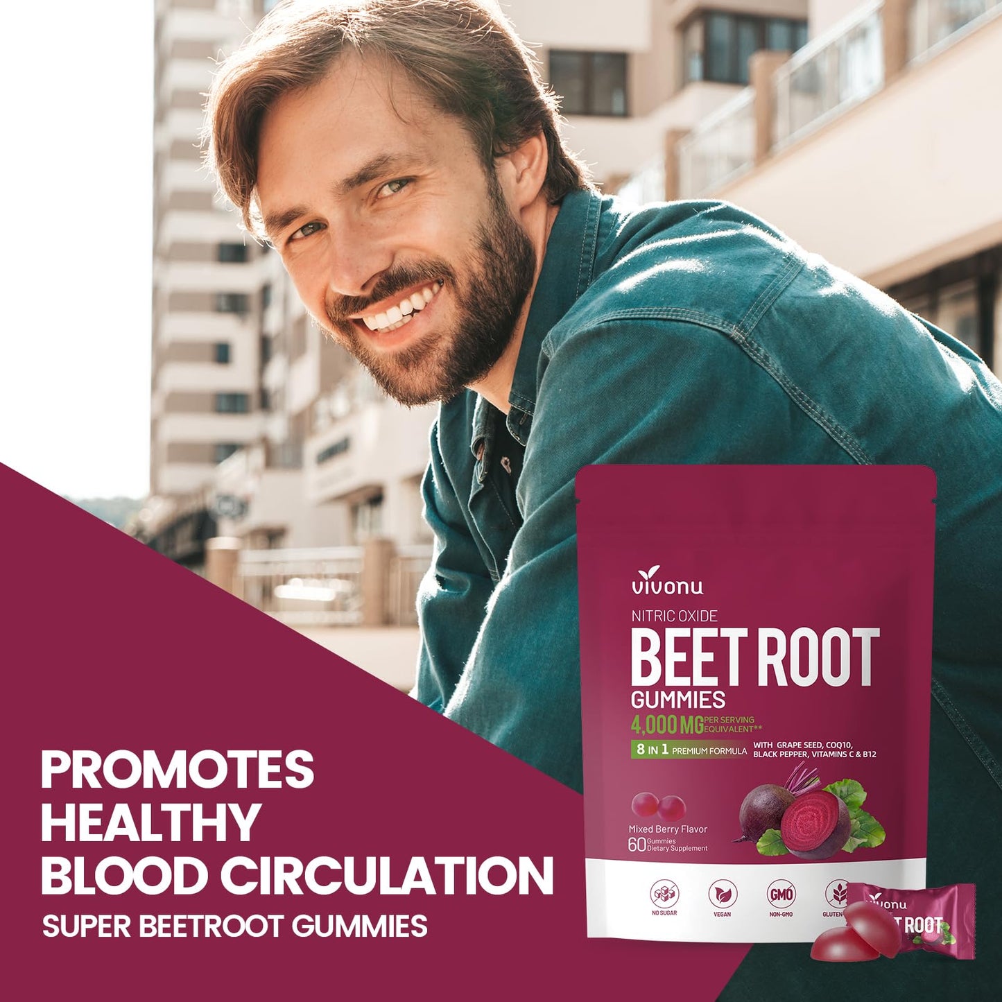 VivoNu Beet Root Gummies – 8-in-1 Premium Energy Support with CoQ10