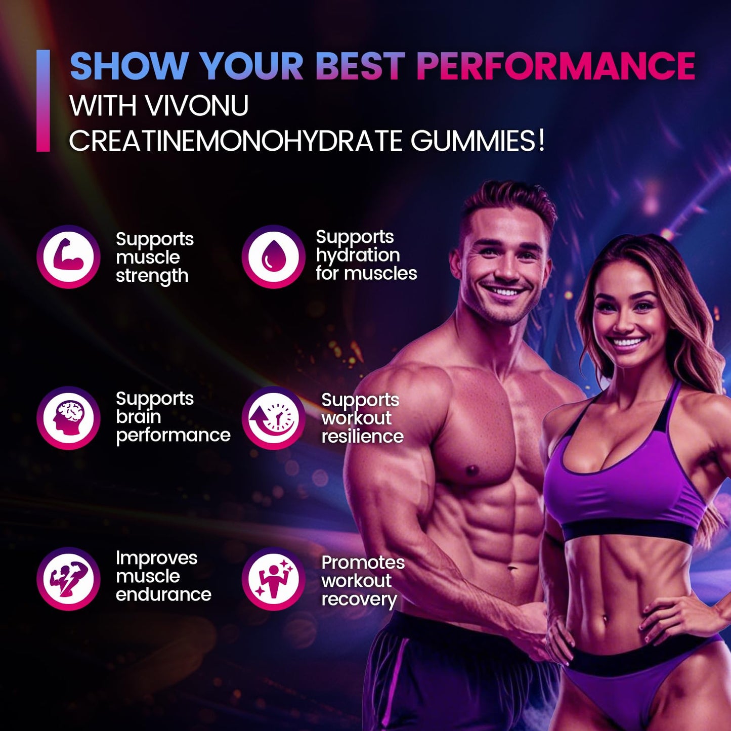 VivoNu Creatine Gummies – 5000mg Creatine Monohydrate Per Serving