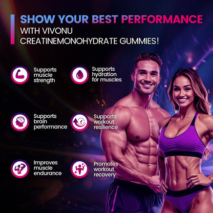 VivoNu Creatine Gummies – 5000mg Creatine Monohydrate Per Serving