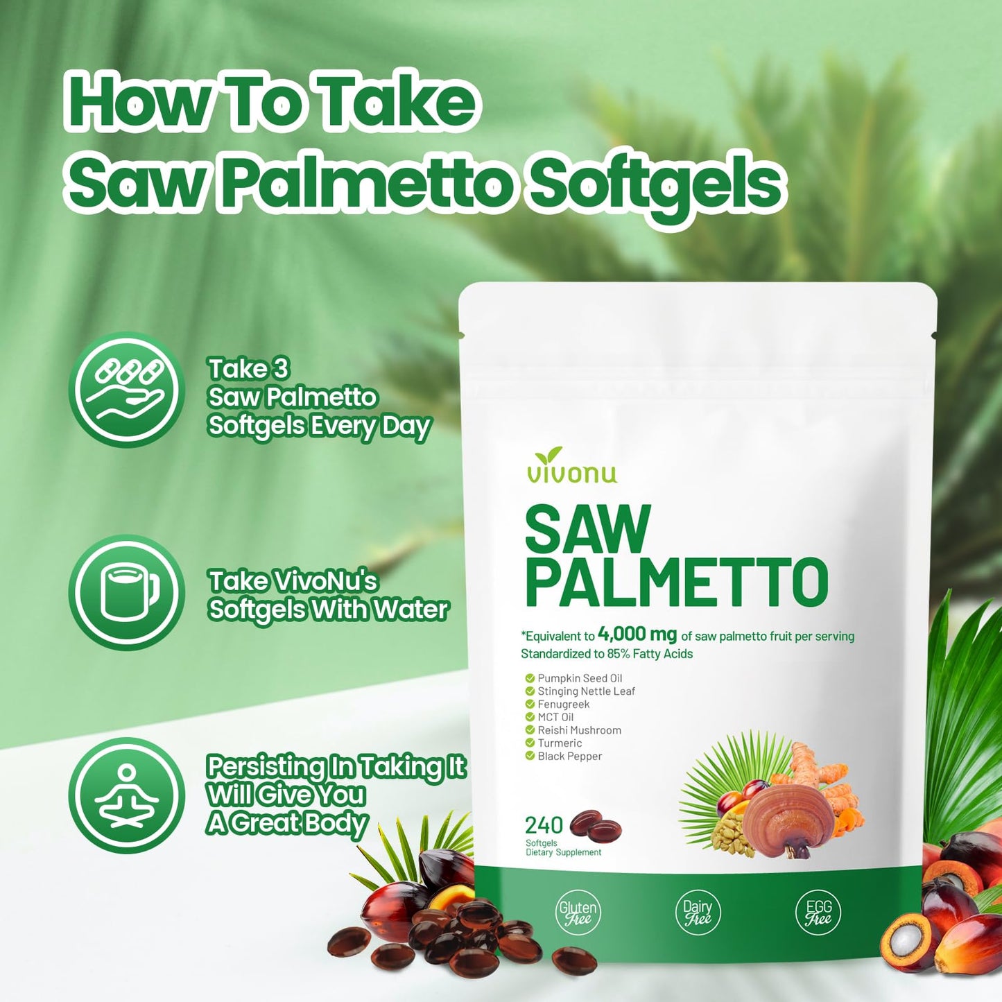 VivoNu Pumpkin Seed Oil + Saw Palmetto Softgels – Cold Pressed
