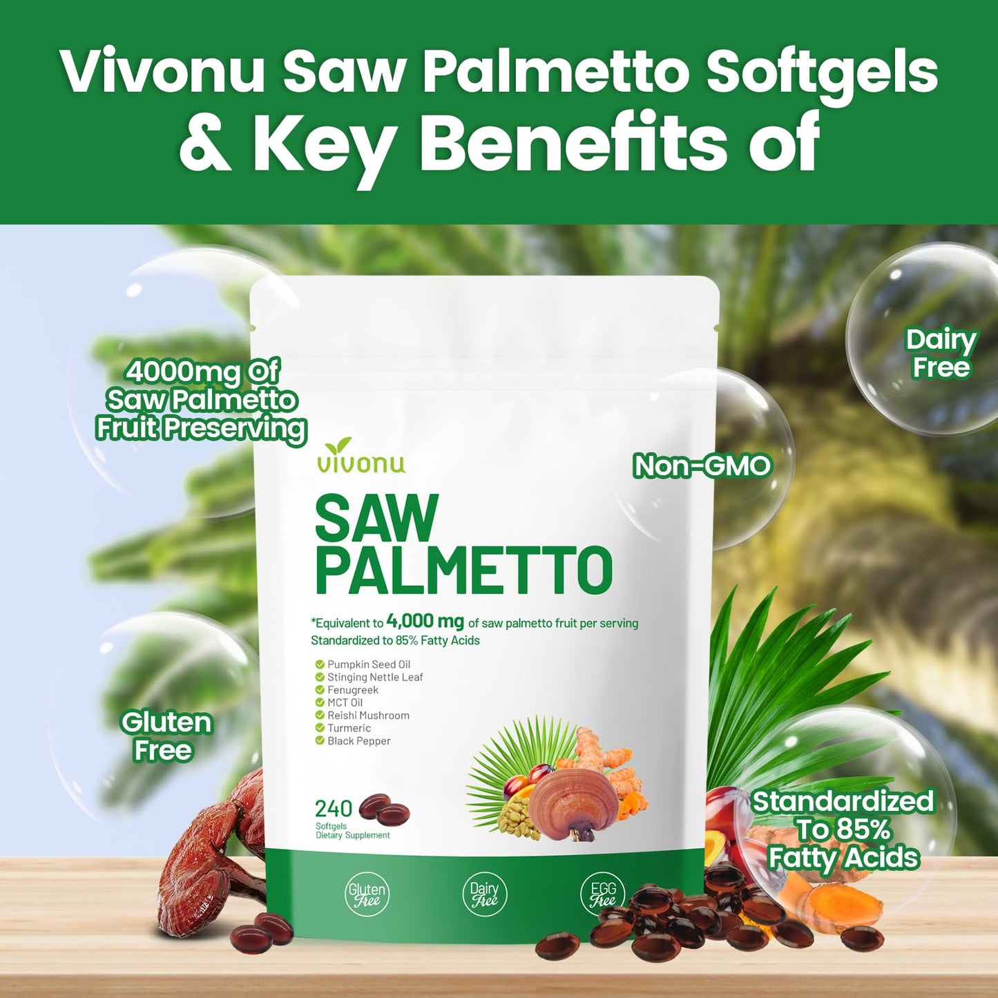 VivoNu Pumpkin Seed Oil + Saw Palmetto Softgels – Cold Pressed