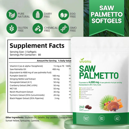 VivoNu Pumpkin Seed Oil + Saw Palmetto Softgels – Cold Pressed