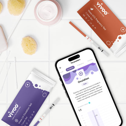 Vivoo Ovulation Test & Predictor Kit – Track Your Cycle with LH & HCG Tests | 25 LH Tests, 5 HCG Tests, 30 Cups