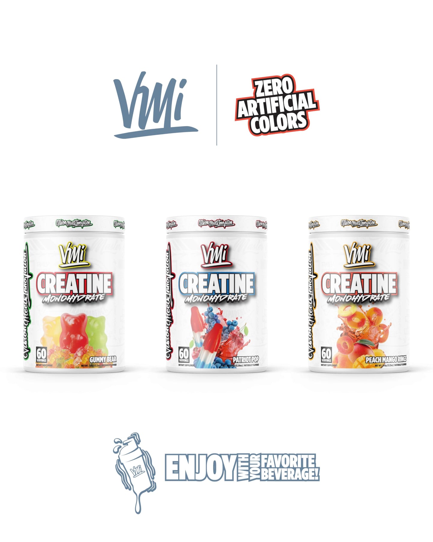 VMI Sports Creatine Monohydrate Powder – 5 g per Serving, 60 Servings, Patriot Pop
