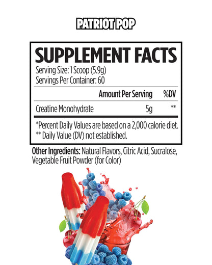 VMI Sports Creatine Monohydrate Powder – 5 g per Serving, 60 Servings, Patriot Pop