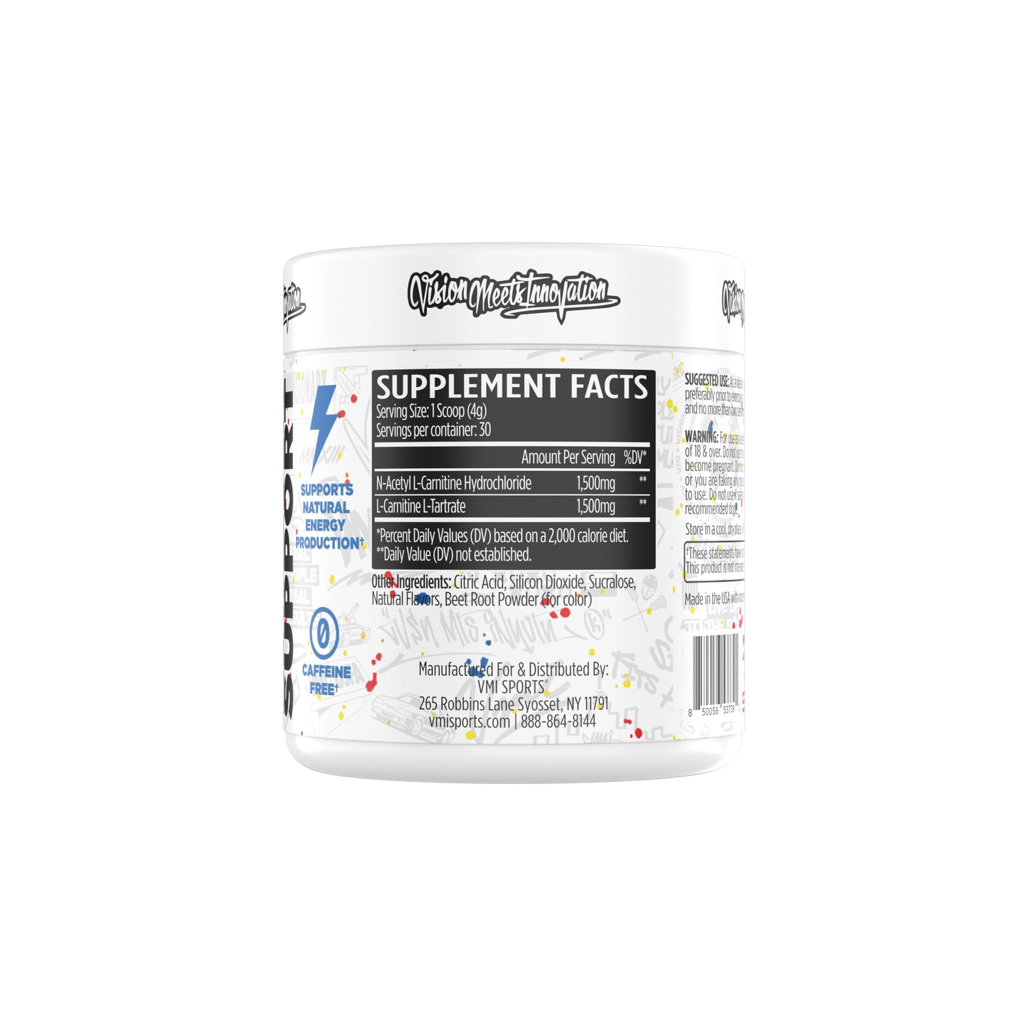 VMI Sports L-Carnitine 3000 Powder - 3000 mg, 30 Servings, Sour Candy