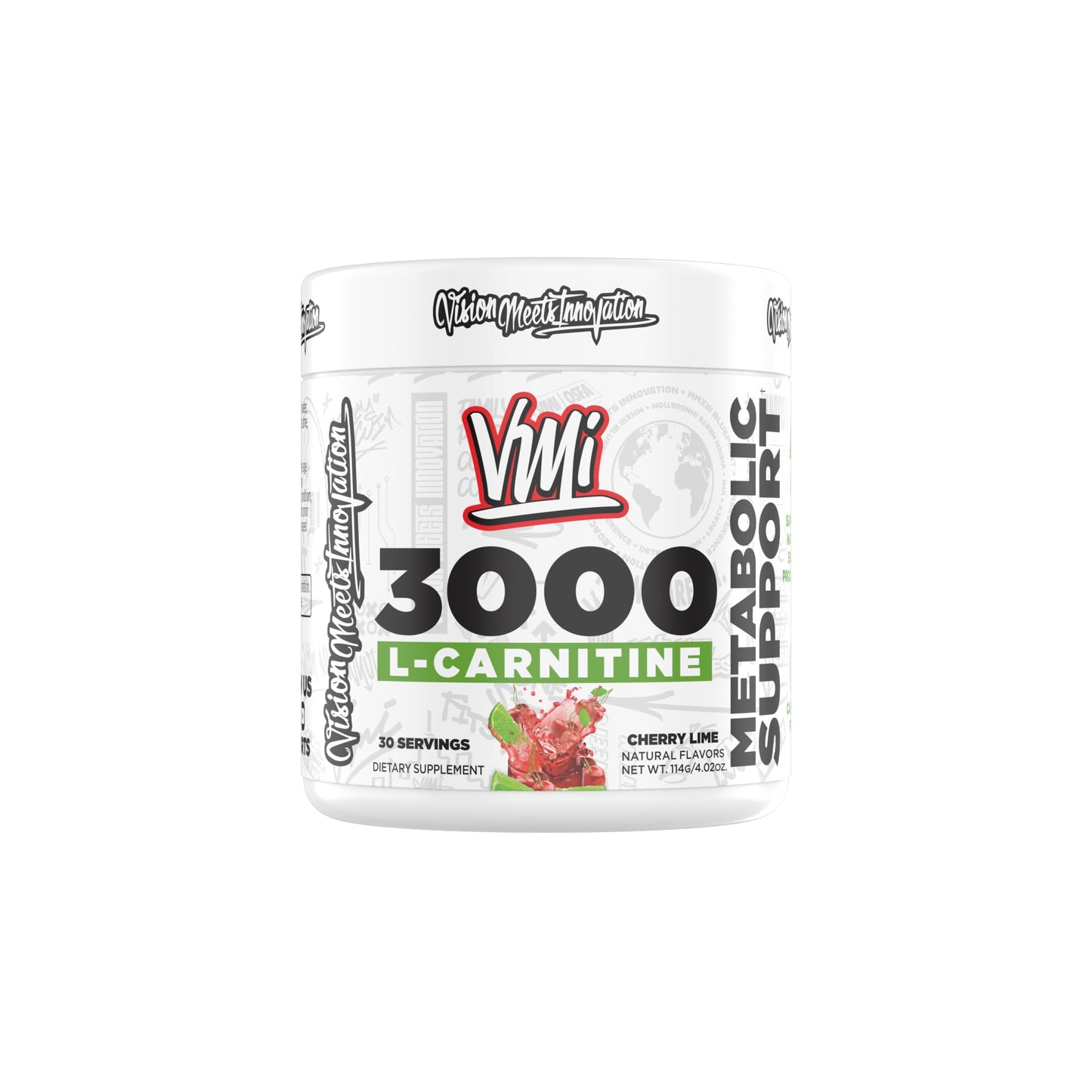 VMI Sports L-Carnitine 3000 Powder - 3000 mg L-Carnitine, Cherry Lime, 30 Servings