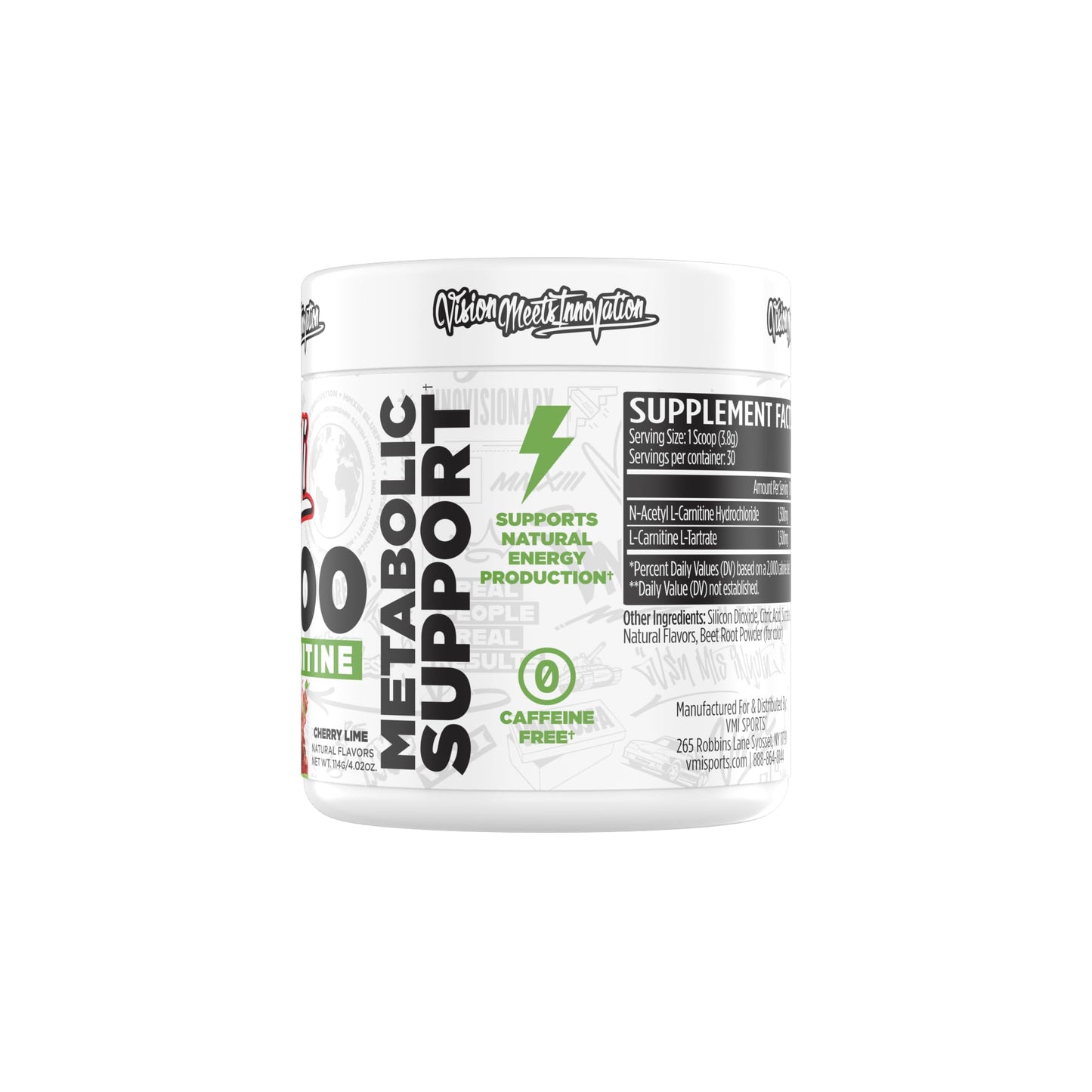 VMI Sports L-Carnitine 3000 Powder - 3000 mg L-Carnitine, Cherry Lime, 30 Servings