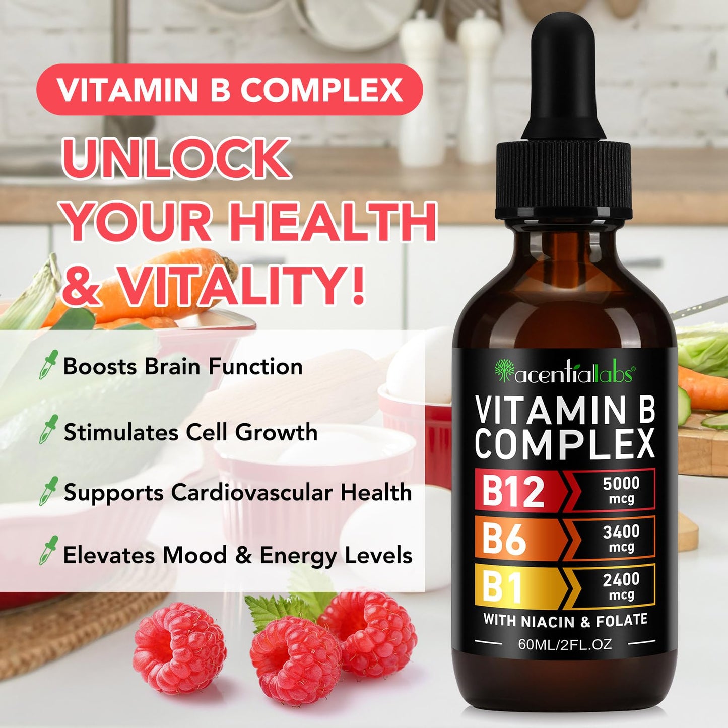 VOGSIG Vitamin B Complex Liquid Drops – Organic B Vitamins for Women, Vegan & Gluten Free