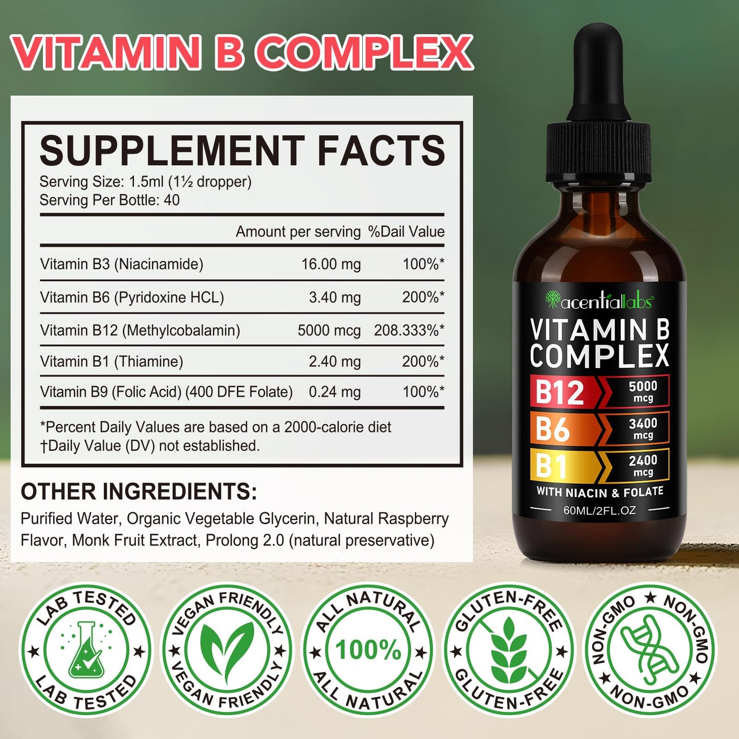 VOGSIG Vitamin B Complex Liquid Drops – Organic B Vitamins for Women, Vegan & Gluten Free