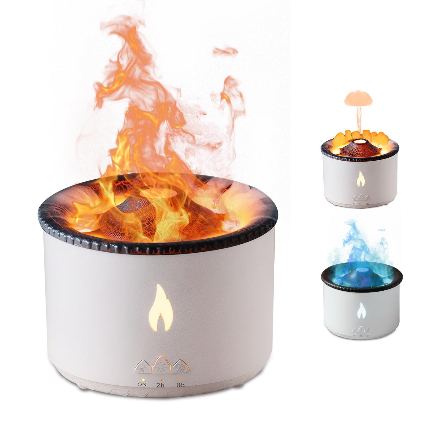 Volcano Flame Diffuser & Humidifier 300ml Ultrasonic 2-in-1 with Timer